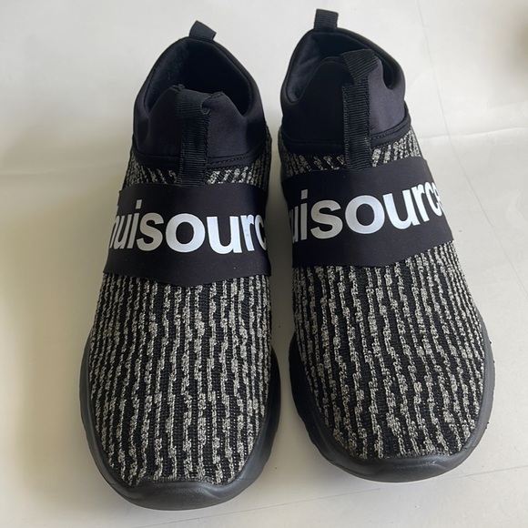 Sneakers Mens,Letter Graphic,Knit,Slip On Sock,Black/White,Size 46-US 13 - Picture 2 of 13